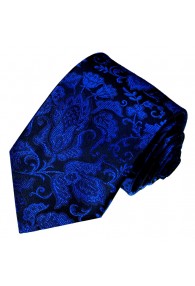 Neck Tie Silk Floral Dark Blue Black LORENZO CANA