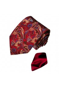 Krawatte 100% Seide Paisley Rot Blau