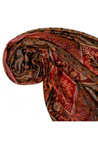 écharpe de 100% soie avec les mesures de 35 x 160 cm fait à la main souple élégant en bleu ciel turquoise rouge cuivre Lorenzo Cana Pashmina pour la femme 