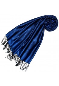 Silk + Viscose mens scarf paisley jaquard royal blue LORENZO CANA