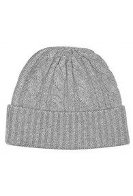 Winter Beanie Cashmere Cable Knit Gray LORENZO CANA