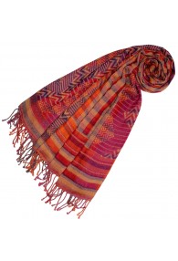 Cotton and wool mens scarf pink red beige LORENZO CANA