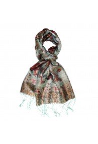 Men's Shawl 100% Silk Paisley Mint Brown LORENZO CANA