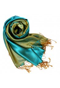 Silk + Viscose Pashmina Double Turquoise Green LORENZO CANA