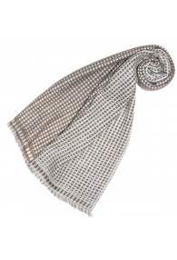 Women's Shawl 100% Cashmere Checkered Brown LORENZO CANA
