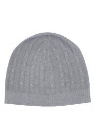 Mens Beanie Cashmere Cable Knit Gray LORENZO CANA