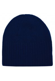 Beanie 100% cashmere Fold back Blue LORENZO CANA