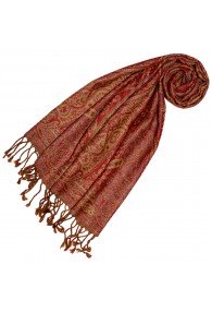 mens scarf Wool Hibiscus Red Ecru LORENZO CANA