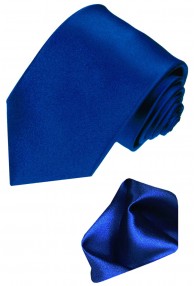 Neck Tie Set 100% Silk Paisley Dark Blue LORENZO CANA