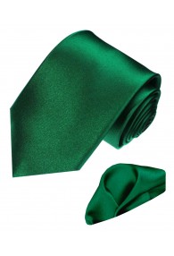 Necktie Set 100% Silk Uni Dark Green LORENZO CANA