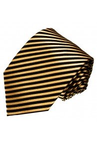 Neck Tie 100% Silk Striped Gold Black LORENZO CANA