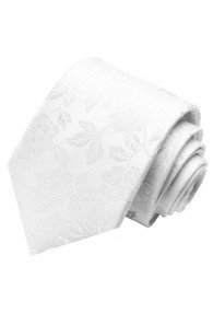 Neck Tie 100% Silk Floral White Grey LORENZO CANA