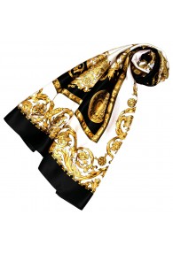 Scarf for Women gold white black silk floral LORENZO CANA