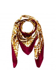Scarf for men gold white bordeaux silk floral LORENZO CANA