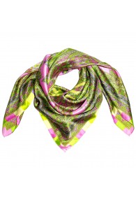 Scarf for men green pink gold silk floral LORENZO CANA