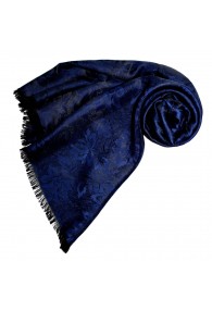Women's Shawl Viscose Silk Paisley Dark Blue LORENZO CANA