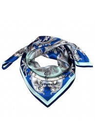 Scarf for men blue silver aqua silk floral LORENZO CANA