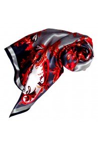 Scarf for Women grey red white silk floral LORENZO CANA