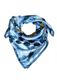 Scarf for men light blue blue gold silk floral LORENZO CANA