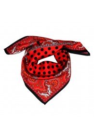 Scarf Men 100% Silk red black light grey dots LORENZO CANA
