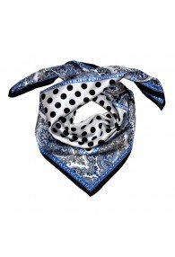 Scarf Men 100% Silk silver black blue grey dots LORENZO CANA