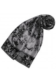 Gray Silk Scarf Floral LORENZO CANA