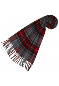Polyacrylic Scarf Plaid Gray Red Blue LORENZO CANA