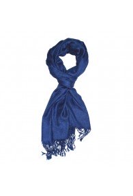 Viscose mens scarf navy blue with fringes LORENZO CANA