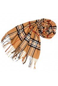 Schal für Damen Polyacryl braun camel schwarz LORENZO CANA