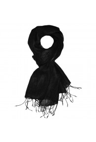 Men's Scarf 100% Linen Unicolored Black LORENZO CANA