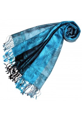 Pashmina 100% Seide Paisley rostbraun grau braun LORENZO CANA
