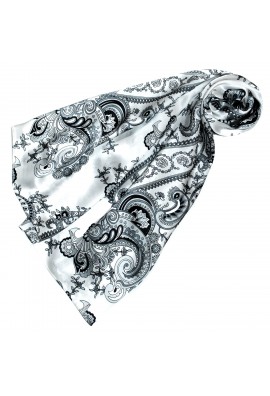 84176 LORENZO CANA Luxury Italian 100% Pure Silk Tie Jacquard Necktie Black Silver Baroque Patterned 