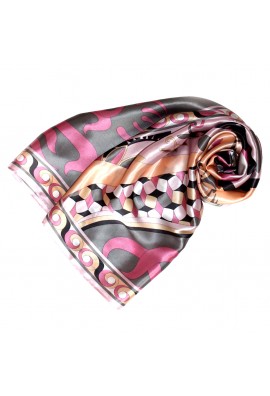 Scarf for Women pink grey apricot silk floral LORENZO CANA