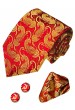 Necktie Set 100% Silk Paisley Red For Men LORENZO CANA