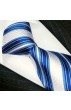 Striped bow tie blue white