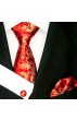 Krawattenset 100% Seide Paisley rot orangerot gold LORENZO CANA