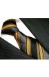 Neck Tie 100% Silk Striped Black Brown LORENZO CANA