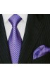 Krawattenset 100% Seide Karo lila violett LORENZO CANA