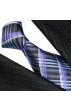 Neck Tie 100% Silk Striped Grey Blue Purple LORENZO CANA