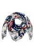 XL Damentuch 100% Seide Floral Grau Silber Blau LORENZO CANA